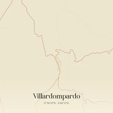 Vintage map of Villardompardo, Spain. Stock Illustration
