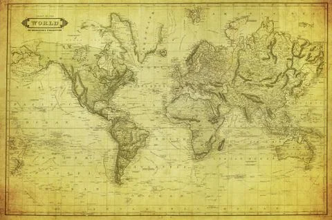 Vintage map of the world 1831 Stock Illustration