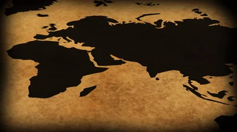 Vintage map of the world - motion background Stock Footage 34037912