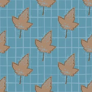 Vintage maple leaves seamless pattern on blue background. Autumn leaf wallpap Stockillustratie