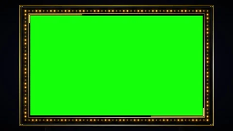 Vintage marquee light frame with green screen center for customizable signa.. Stock Footage 337564890