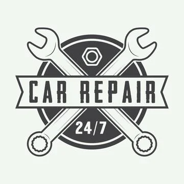 Vintage mechanic label, emblem and logo. Stock Illustration