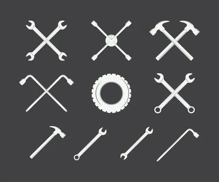 Vintage mechanic label, emblem, logo and design elements. Vector illustration Illustrazione stock