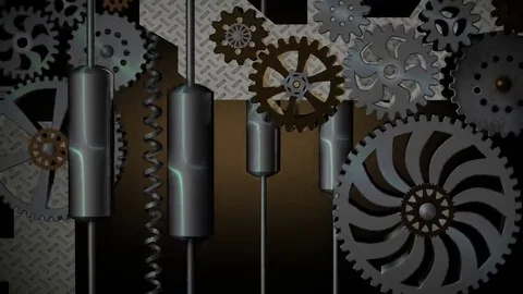 Vintage mechanical background with rotating gears. Seamless loop Video stock 69238205