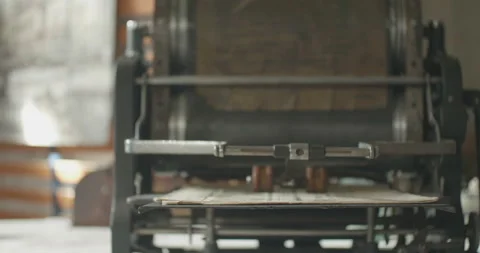 Vintage Mechanical Print Device Stock Footage 140658355