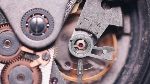 Vintage mechanical watch inside Stock Footage 123695729