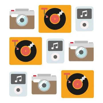 Vintage media devices pattern. Vector Stock Illustration