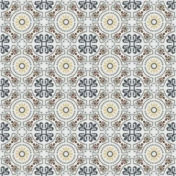 Vintage Mediterranean tiles style pattern Stock Illustration