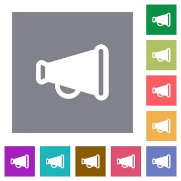 Vintage megaphone solid square flat icons Stock Illustration