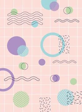 Vintage memphis seamless pattern 80s 90s style abstract pink grid background 스톡 일러스트