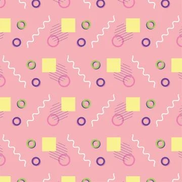 Vintage memphis seamless pattern 80s 90s style abstract pink background 스톡 일러스트