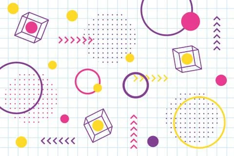 Vintage memphis seamless pattern 80s 90s style abstract grid background 스톡 일러스트