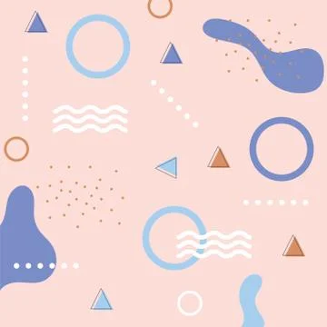 Vintage memphis seamless pattern, circles spot color 80s 90s style abstract pink Stock Illustration