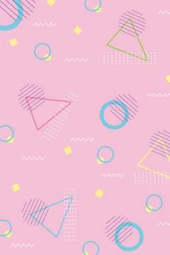 Vintage memphis seamless pattern, circles spot color 80s 90s style abstract pink Stock Illustration