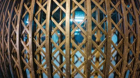 Vintage Metal Elevator Gate Close-Up Stock Photos