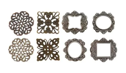 Vintage metal frames and elements Stockfoto's