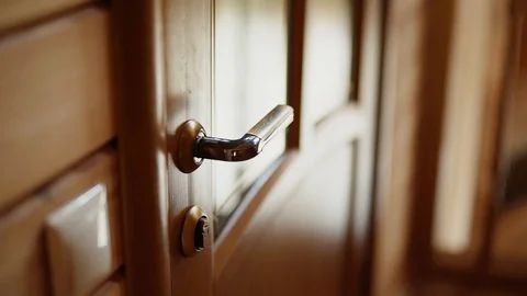 Old padlock on the pantry door., Stock Video