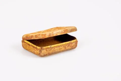 Vintage metal rectangular box rusty on white background Foto stock
