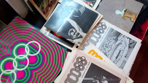 Vintage Mexico 1968 Posters Stock Footage 306357864