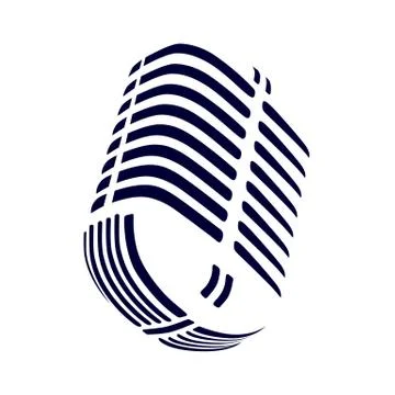 Vintage microphone 3D. Vector monochrome illustration. Stock Illustration