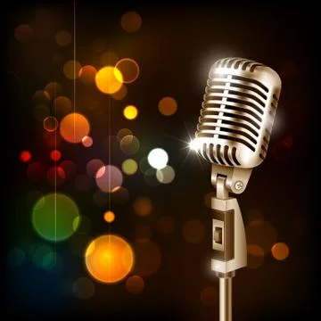 Vintage Microphone on abstract background Stock Illustration