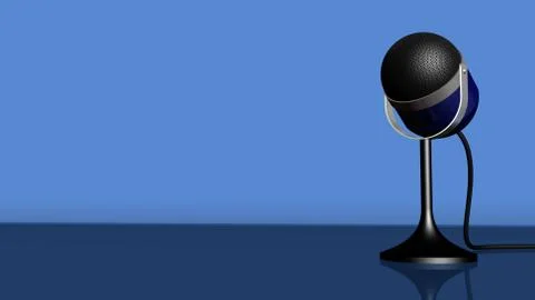 Vintage microphone on a blue background Stock Illustration