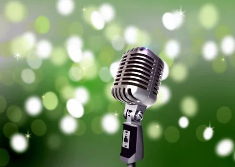 Vintage microphone with blur lights 스톡 일러스트