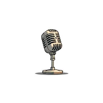 Vintage microphone design showcasing retro broadcasting technology in elega.. Stock Illustration