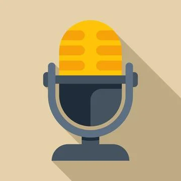 Vintage microphone flat design icon broadcast sound Stock Illustration
