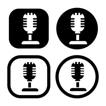 Vintage microphone flat icon vector illustration symbol Isolated template. Stock Illustration