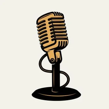 Vintage microphone icon isolated on white background. Design ele Stock Illustration