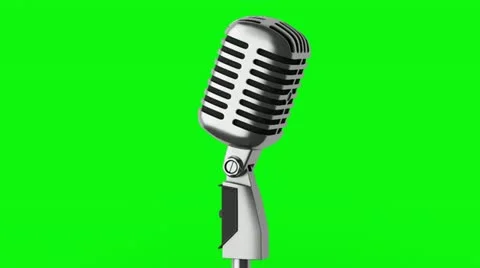 Vintage microphone loop rotate on green chromakey background Stock Footage 21952007