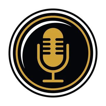 Vintage Microphone Podcast Audio Broadcasting Logo Stock Illustration