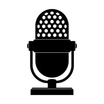 Vintage Microphone Silhouette Vector Stock Illustration