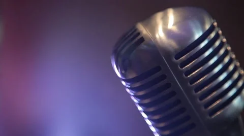 Vintage microphone on stage Stock Footage 64291788