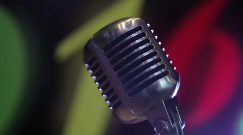 Vintage microphone on stage Video stock 64291802