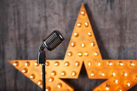 Vintage microphone in studio Stock Photos