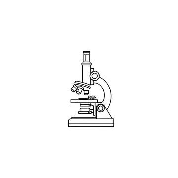 Vintage microscope outline graphic Stock Illustration