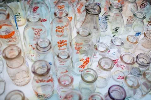 Vintage Milk Bottles Stock Photos