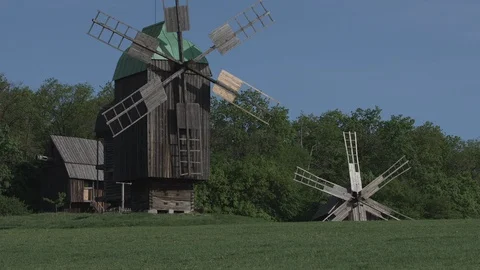 Vintage Mill, Rustic Cabins, and Serene Landscapes Stock Footage 100558289