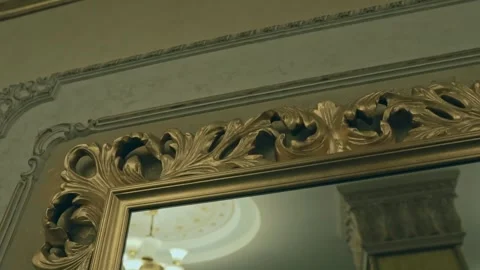 Vintage mirror frames close-up in Rococo and Baroque style. The grace and Stock Footage 279212584
