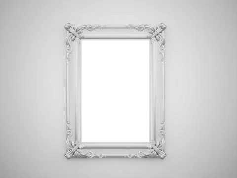 Vintage mirror with silver frame on the wall rendered Stock Illustration