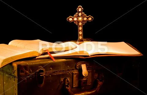 Vintage missionary, religous, church supplies Stock Photos