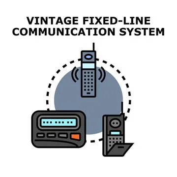 Vintage mobile communication technology and messaging devices concept Stock Illustration