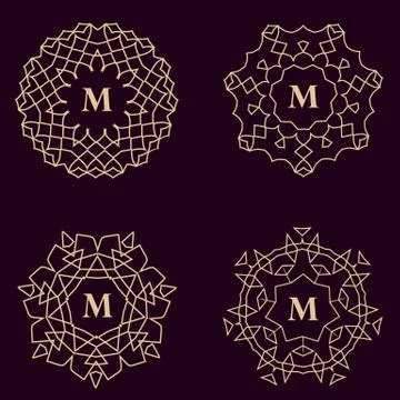 Vintage monogram set Stock Illustration