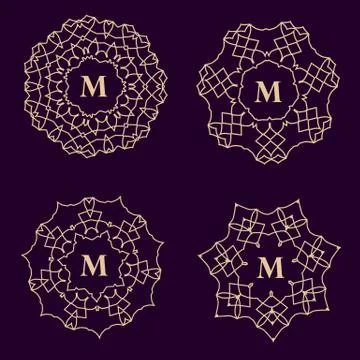 Vintage monogram set Stock Illustration