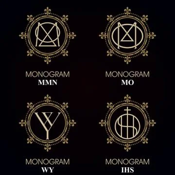 Vintage Monograms - 4 sets Stock Illustration