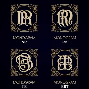 Vintage Monograms - 4 sets Stock Illustration