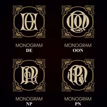 Vintage Monograms - 4 sets Illustrazione stock