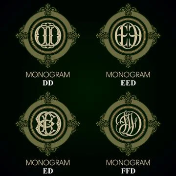 Vintage Monograms - 4 sets Stock Illustration